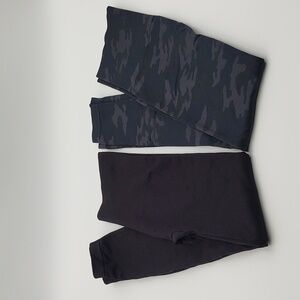 Spanx Leggings Bundle Black Camo Medium Activewear Tummy Control Shapewear